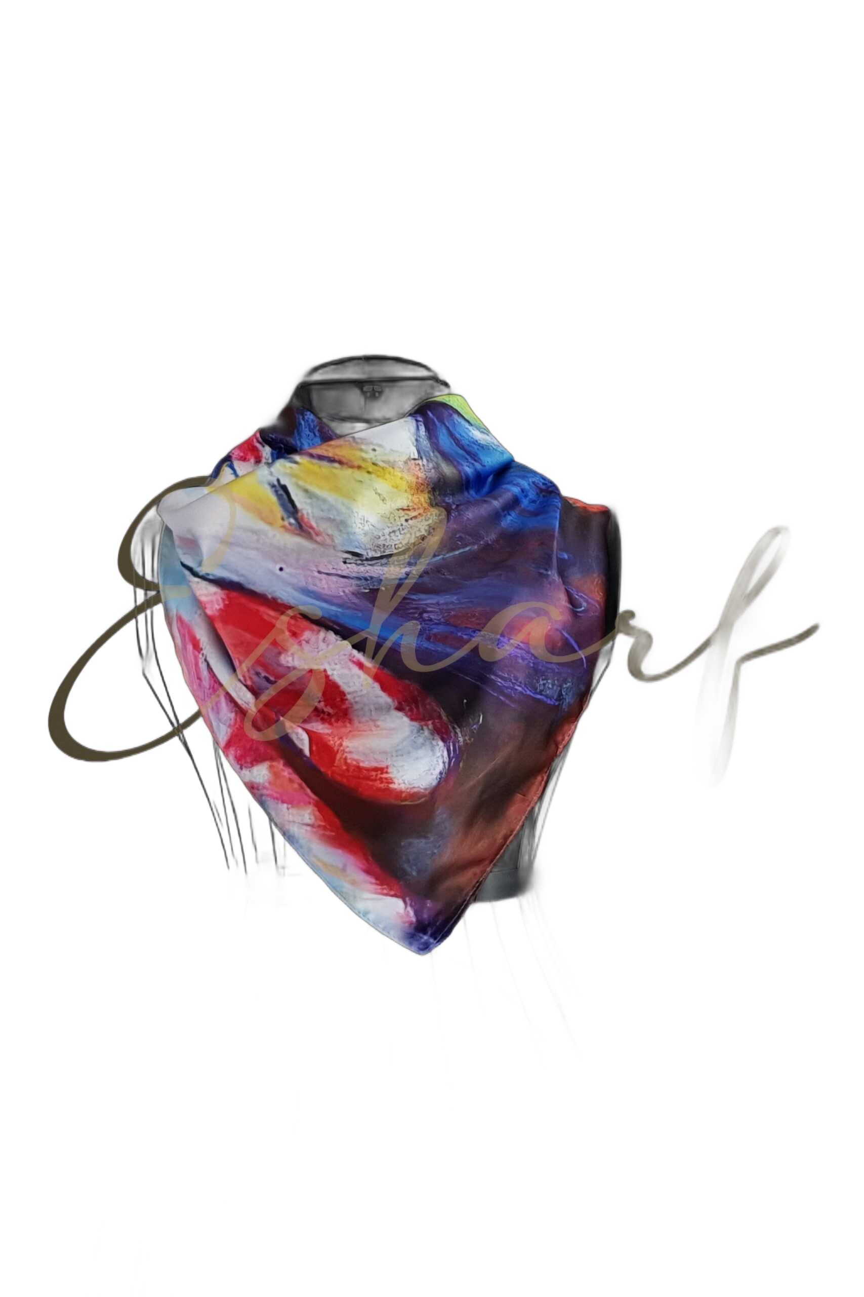 Eșarfă Pătrată din Mătase Esharf Wisp, Multicoloră Crem, Negru și Roz, 70 x 70 cm – Accesoriu Elegant și Versatil pentru Ținute de Zi sau Ocazii 