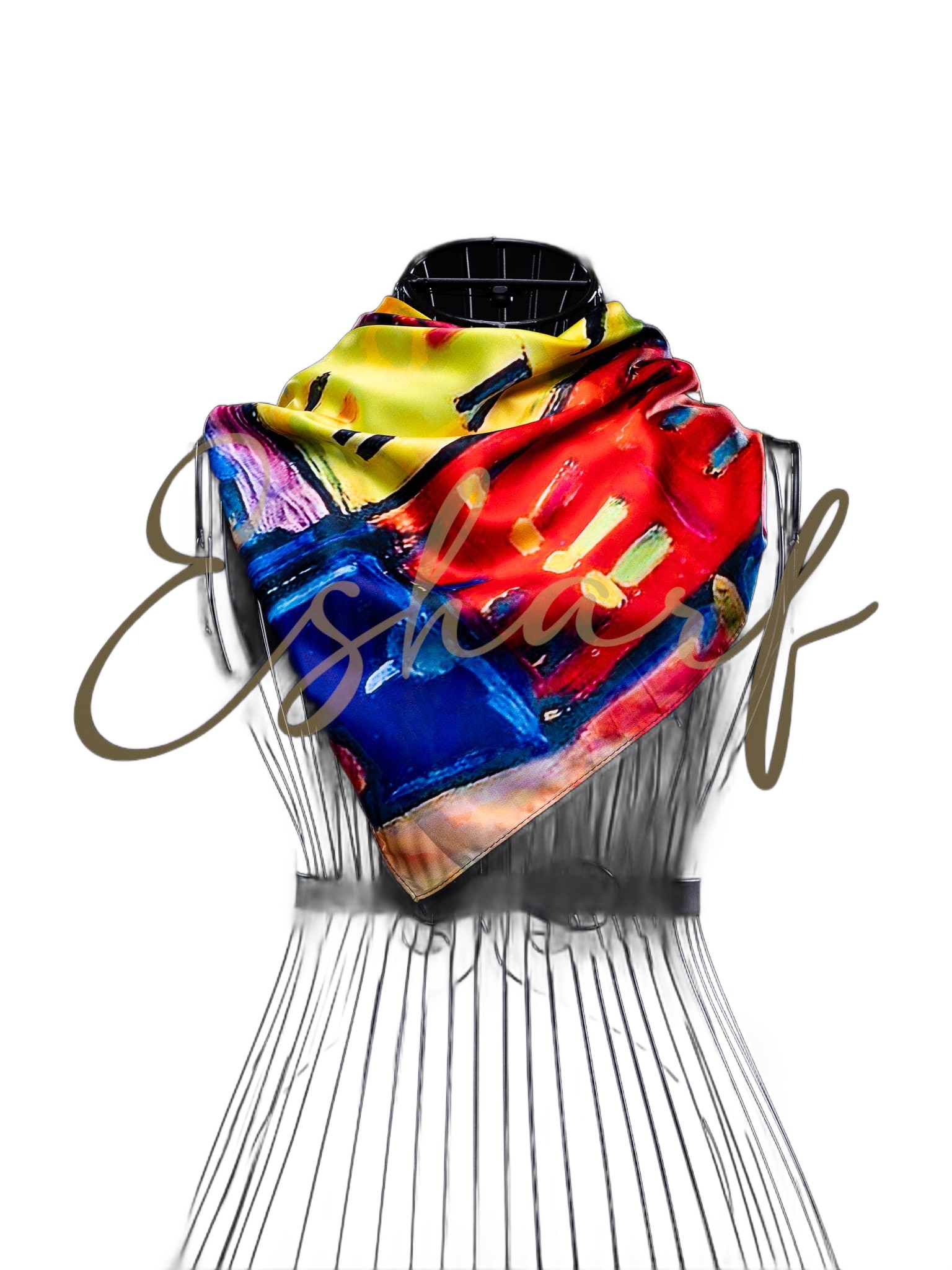 Eșarfă pătrată Flare din mătase, 70 x 70 cm, multicoloră în nuanțe de crem, negru și roz – accesoriu elegant și versatil Esharf