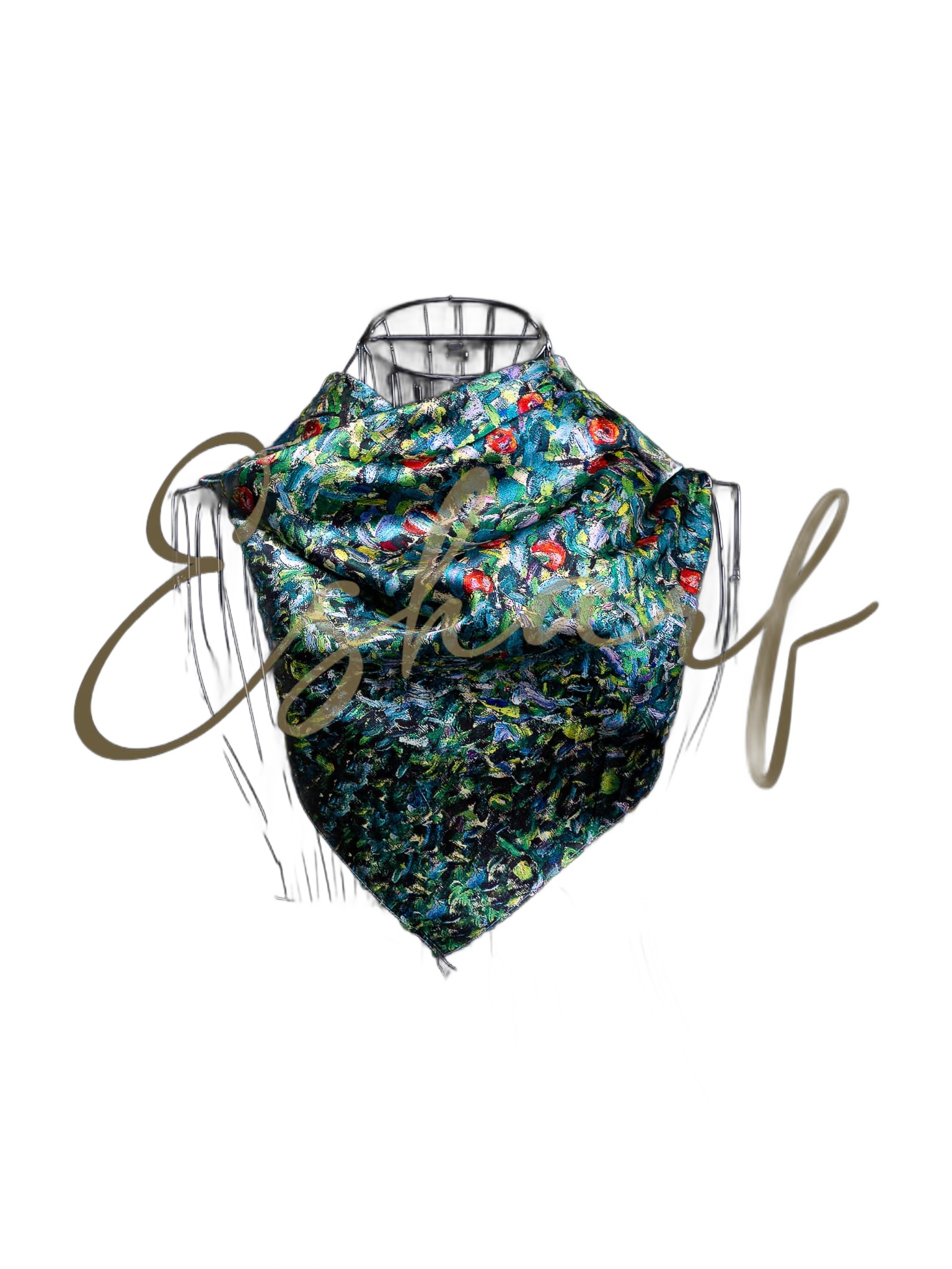Eșarfă Pătrată din Mătase Esharf Halo, Multicolor, 70 x 70 cm – Accesoriu Elegant și Versatil pentru Ținute de Zi sau Ocazii Speciale